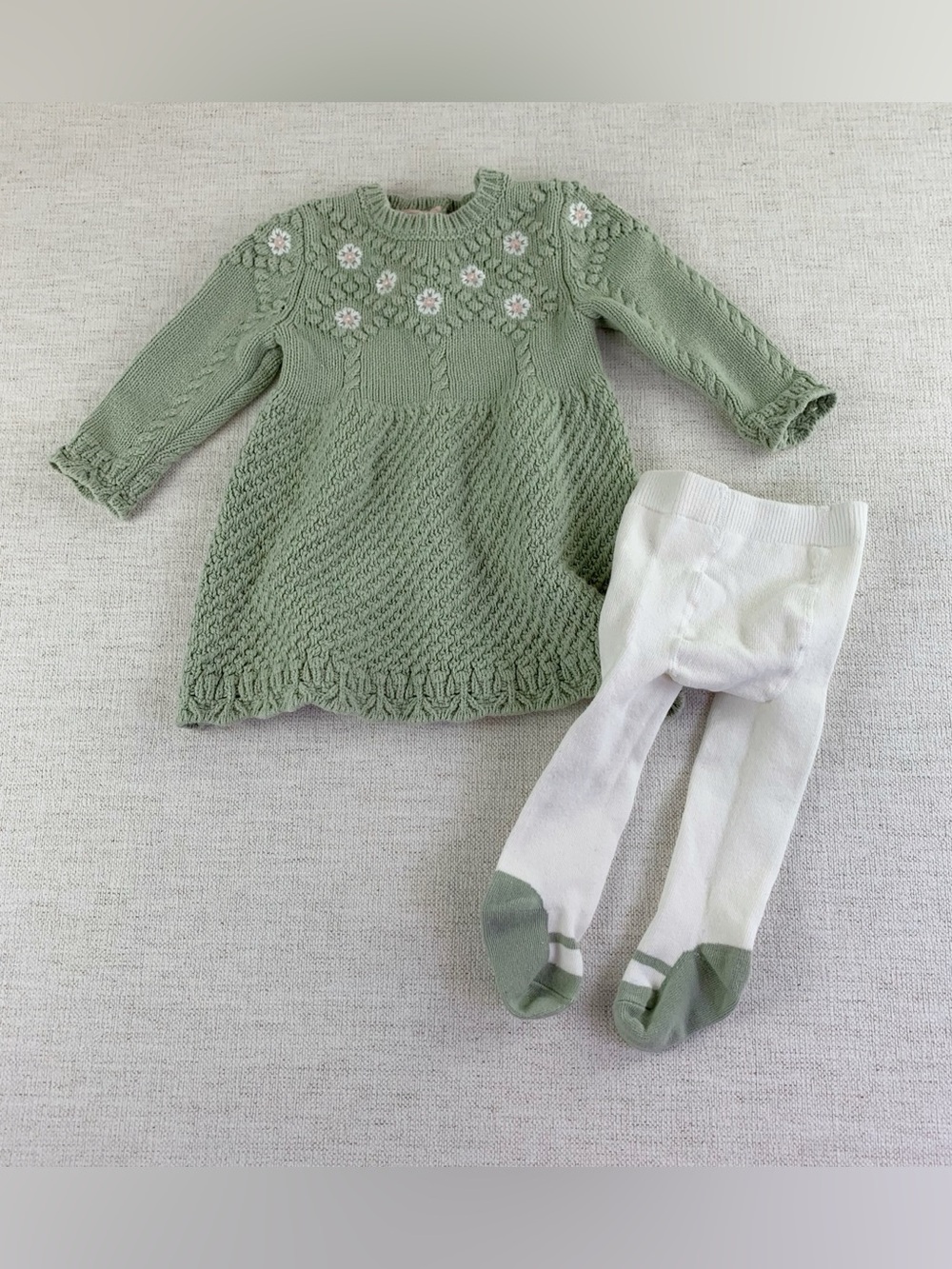 cupcakes & cashmere baby girl embroidered sweater Dress long sleeve with tights